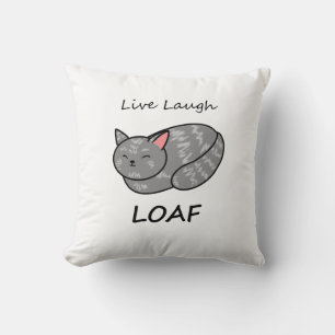 Live Laugh Loaf Grey Tabby Cat Pillow