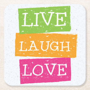 Live Laugh Love 2 Square Paper Coaster