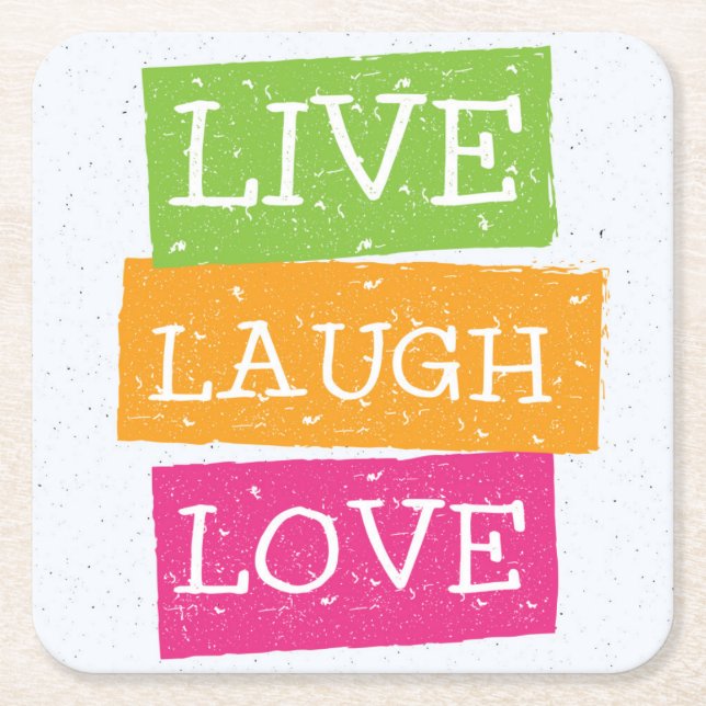 Live Laugh Love 2 Square Paper Coaster (Front)