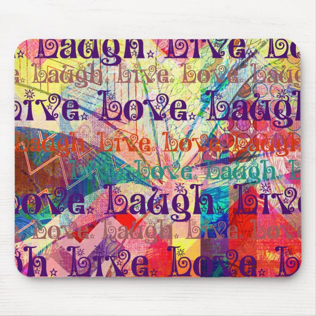Live Laugh Love Abstract Textured Plaid Pattern Mouse Pad (Front)