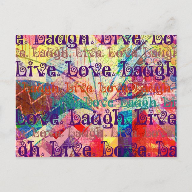 Live Laugh Love Abstract Textured Plaid Pattern Postcard (Front)