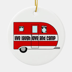 Live, Laugh, Love and Camp Ceramic Tree Decoration