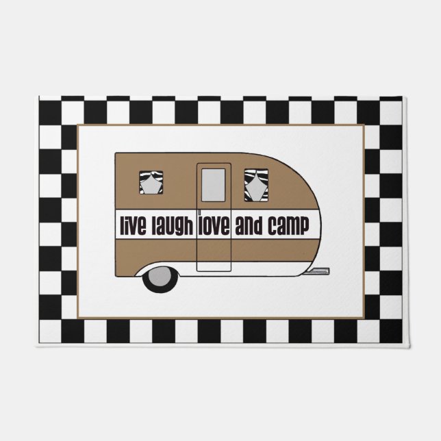 "Live, Laugh, Love and Camp"  Doormat (Front)
