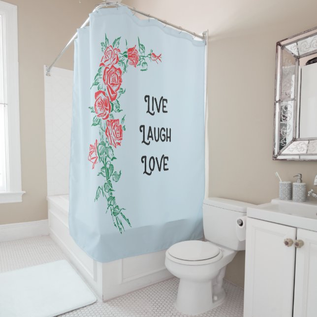Live laugh love bathroom shower curtain (In Situ)