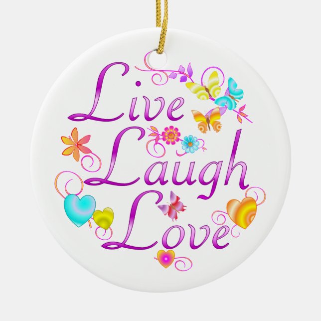 Live Laugh Love Ceramic Tree Decoration (Front)