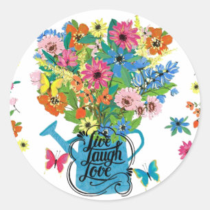 Live, laugh love  classic round sticker