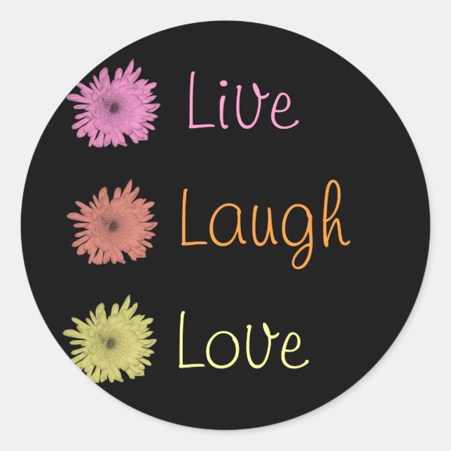 Live Laugh Love Classic Round Sticker (Front)