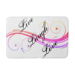 Live Laugh Love Colourful Swirls Bath Mat