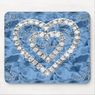 Live Laugh Love Diamond Heart Blue Mouse Pad