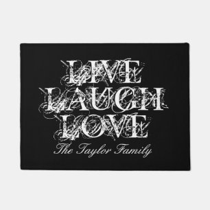 Live Laugh Love doormat with custom family name