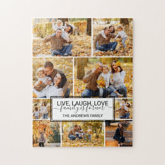Live Laugh Love Family is Forever Photo Collage Jigsaw Puzzle (Vertical)