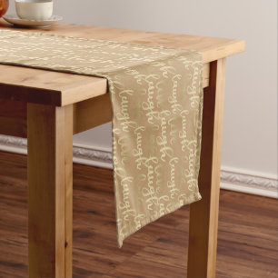 Live Laugh Love Faux Gold Lettering Сappuccino Sho Short Table Runner