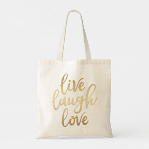 Live Laugh Love Faux Gold Lettering Tote Bag