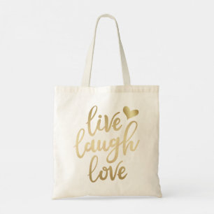 Live Laugh Love Faux Gold Lettering Tote Bag