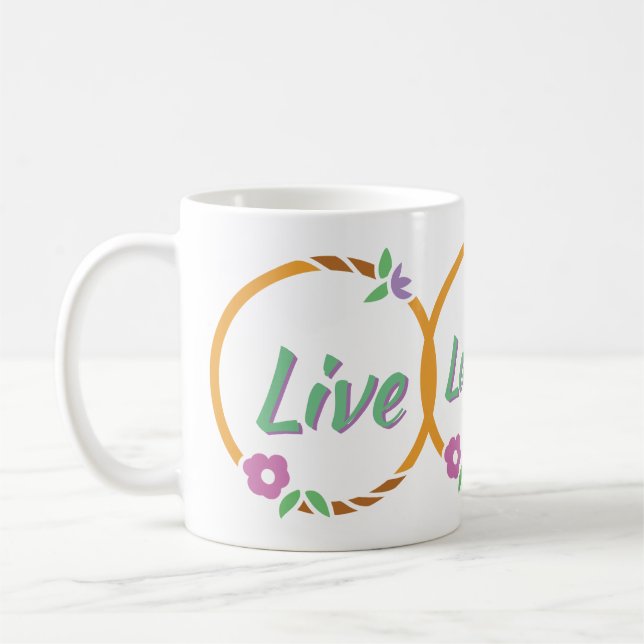 Live Laugh Love Flower Ring Coffee Mug (Left)