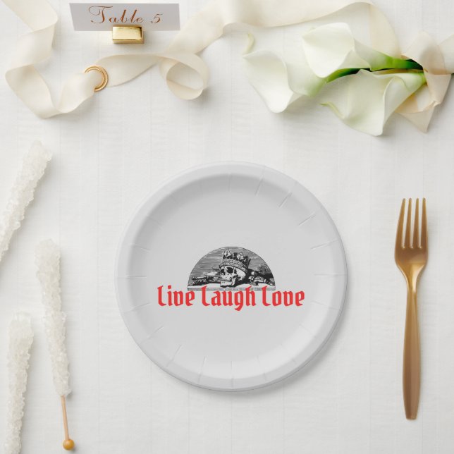 Live Laugh Love Funny Horror Paper Plate (Wedding)