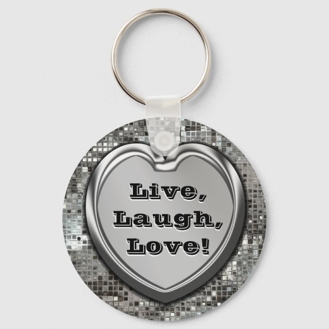 Live, Laugh, Love! Glitter Keychain (Front)