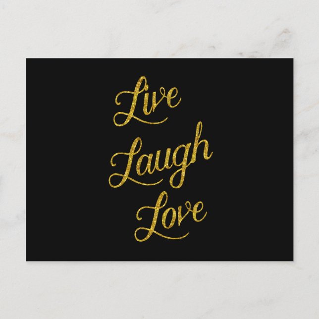 Live Laugh Love Gold Faux Glitter Metallic Sequins Postcard (Front)