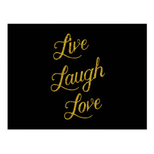 Live Laugh Love Gold Faux Glitter Metallic Sequins Postcard