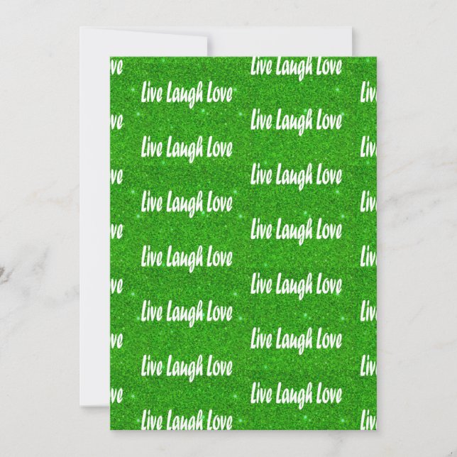 Live Laugh Love Green Positive Message Invitation (Front)