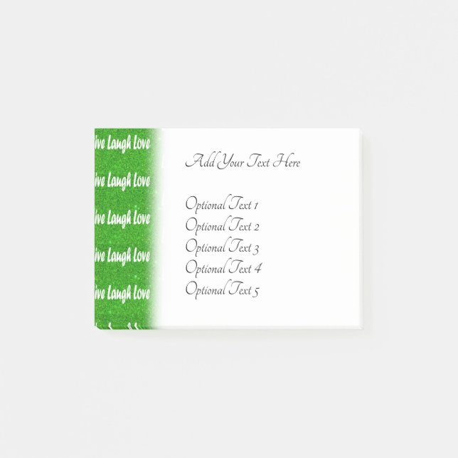 Live Laugh Love Green Positive Message Post-it Notes (Front)