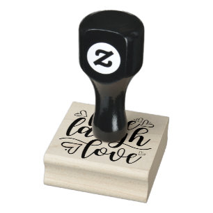 Live Laugh Love Heart Doodle Rubber Stamp