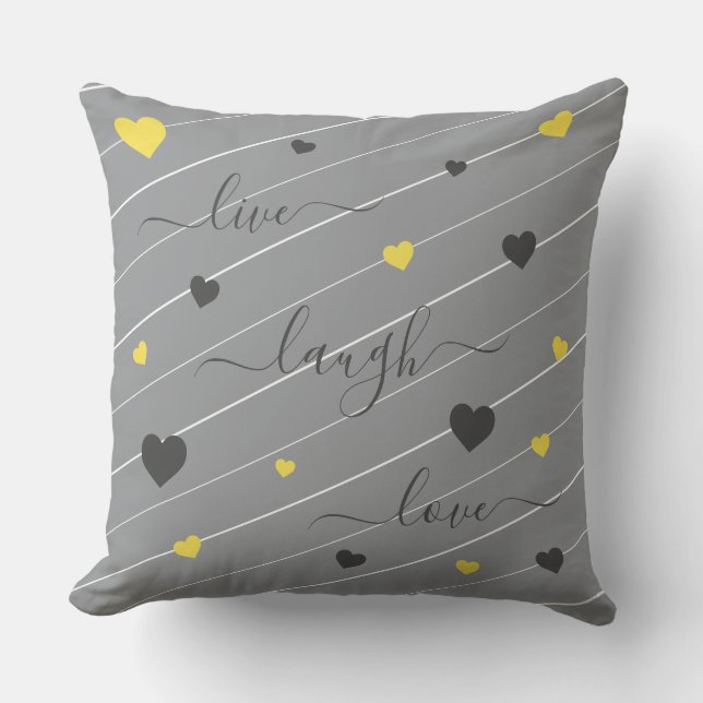 Live Laugh Love Hearts Throw Pillow (Front)