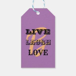 LIVE LAUGH LOVE INTIAL PURPLE MODERN GIFT TAGS