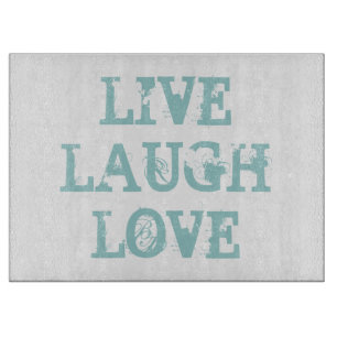 Live laugh love large glass cutting board gift