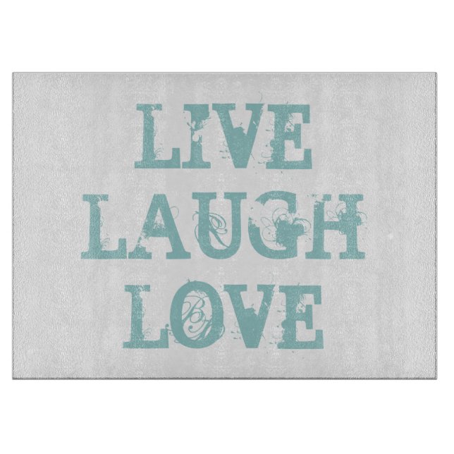 Live laugh love large glass cutting board gift (Front)