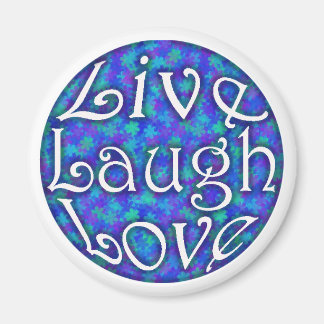 Live Laugh Love Magnet on Blue Floral