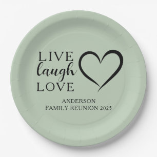 Live Laugh Love Name Established Family Reunion Paper Plate
