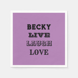 LIVE LAUGH LOVE NAME PURPLE MODERN PAPER NAPKIN