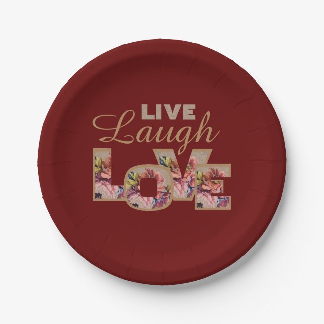 Live, Laugh, love Paper Plate (Front)