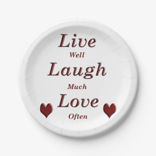 Live Laugh Love Paper Plate