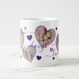Live Laugh Love Photo Hearts Purple Large Coffee Mug