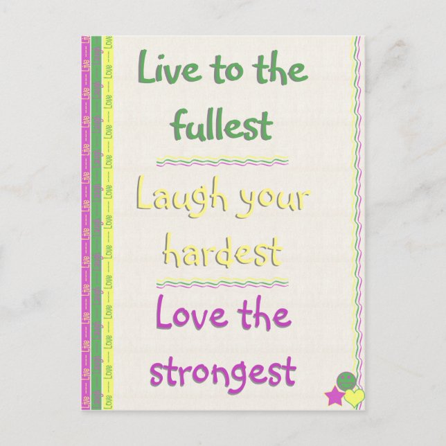 Live, Laugh, Love Postcard (Front)