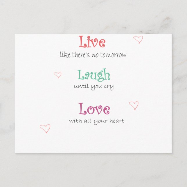 Live Laugh Love Postcard (Front)