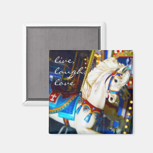 Live laugh love quote script carousel horse photo magnet (Front/Back)
