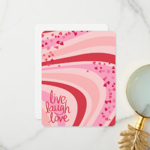 Live, Laugh, Love Retro Heart Wave, Flat Notecard