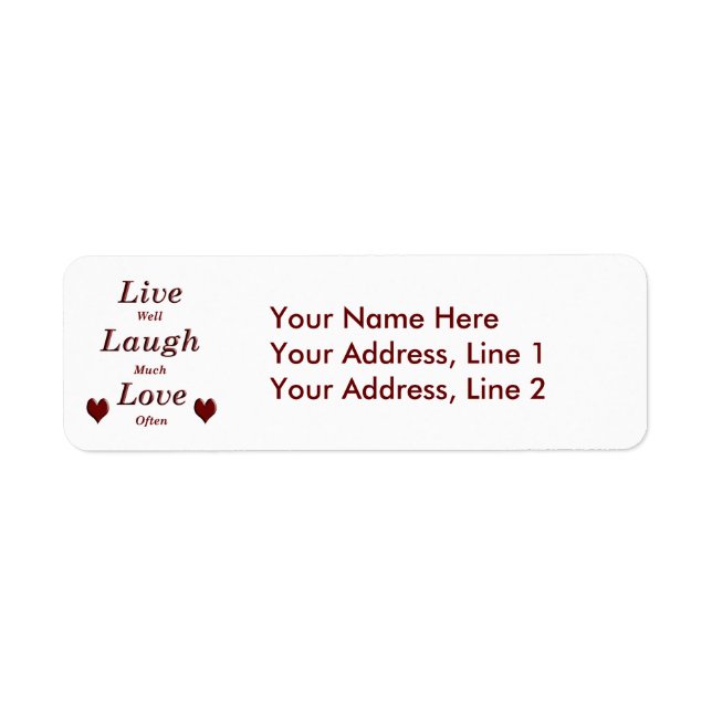 Live Laugh Love Return Address Label (Front)