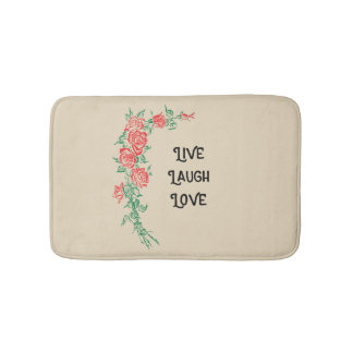 Live Laugh Love Rose Pattern Bath Mat