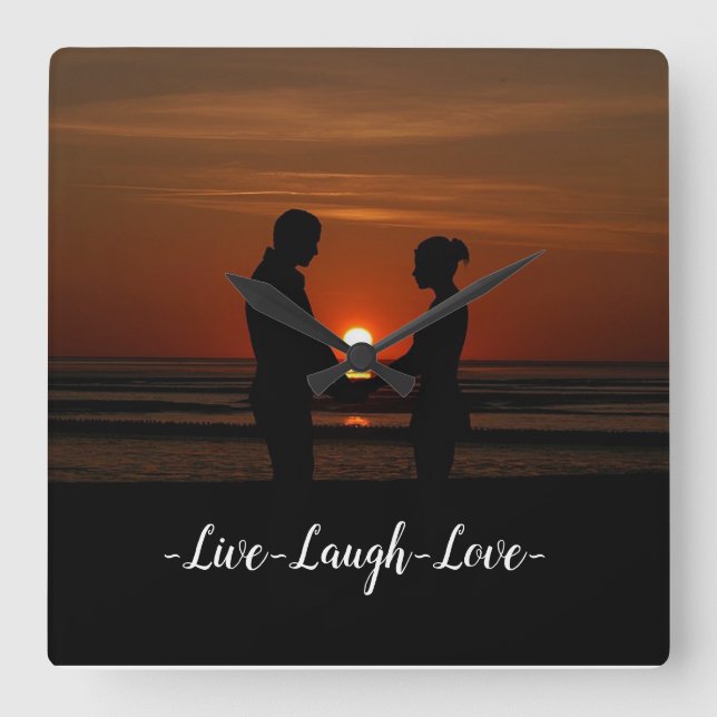 Live Laugh Love Square Wall Clock (Front)