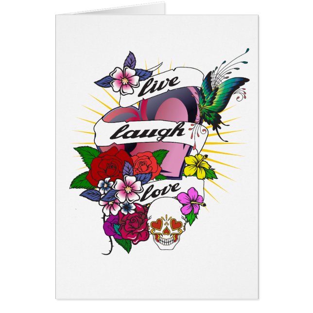Live, Laugh, Love Tattoo Design Card (Front)