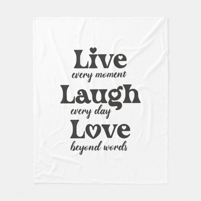 live, laugh, love - three beautiful words fleece blanket (Front)