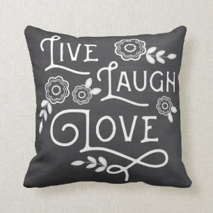 Live Laugh Love Throw Pillow - Chalkboard Style
