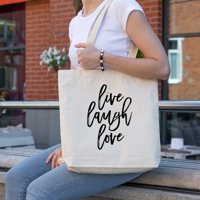 Live Laugh Love - Trendy Typography Tote Bag (Creator Uploaded)
