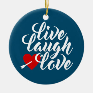 Live Laugh Love Valentine Calligraphy   Ornament