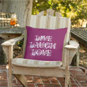 Live laugh love vintage typography wine red big cushion