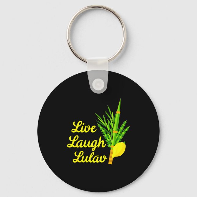 Live Laugh Lulav Etrog Happy Sukkot Jewish Sukkah  Key Ring (Front)